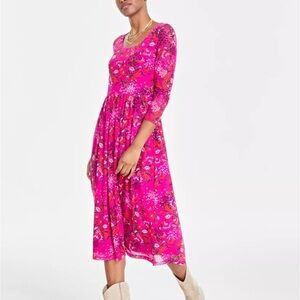 ISO on 34th xl floral fuchsia midi sheer dress